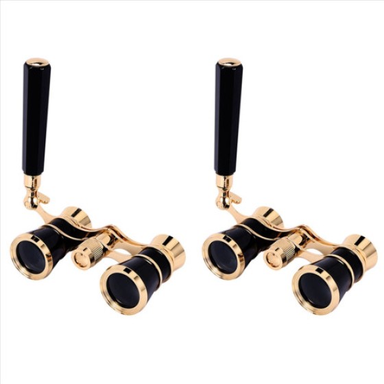 Teropong Hitam 3X25, Lensa Berlapis, Teropong, Kacamata Opera, Wanita